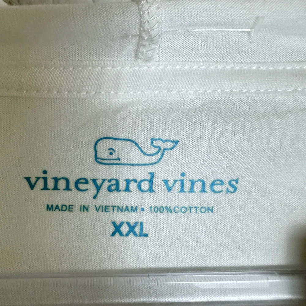 Vineyard Vines Mens XXL White Patriotic American Flag Whale Hoodie T-Shirt NWT
